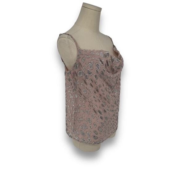 Lovers + Friends Blush Pink and Silver Metallic Animal Print Cami Top, Size S - Picture 2 of 8